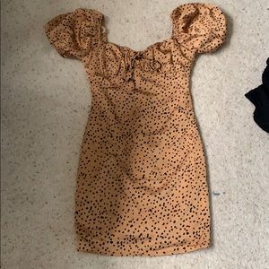 Dalmation print puff sleeve dress